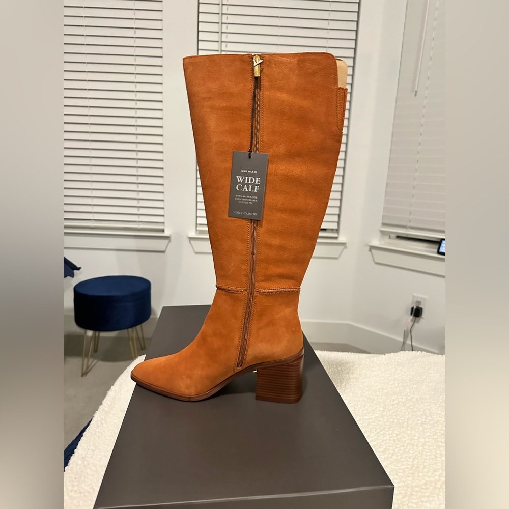 Brand new Vince Camuto Kaleeca Suede Wide Calf Tall Boots sz 12M in Warm Carmel